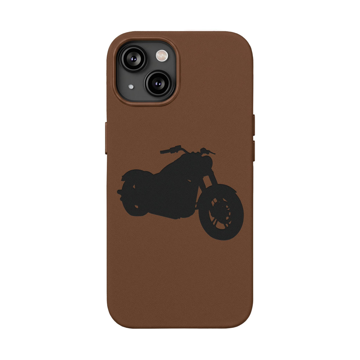 Engraved PU Leather Phone Case — Motorcycle Silhouette