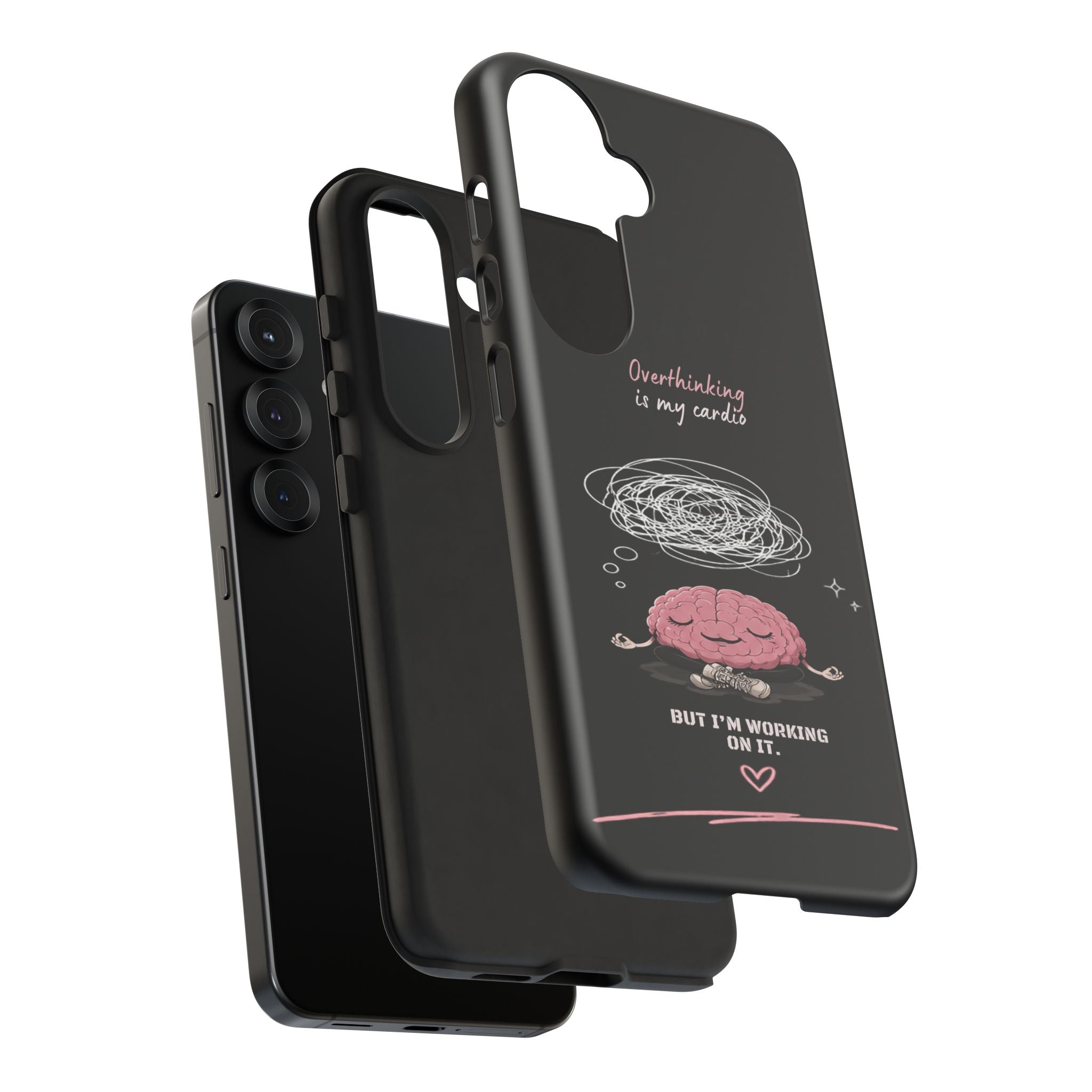 Phone Case — "Overthinking Is My Cardio" Cute Meditating Brain Protective Case
