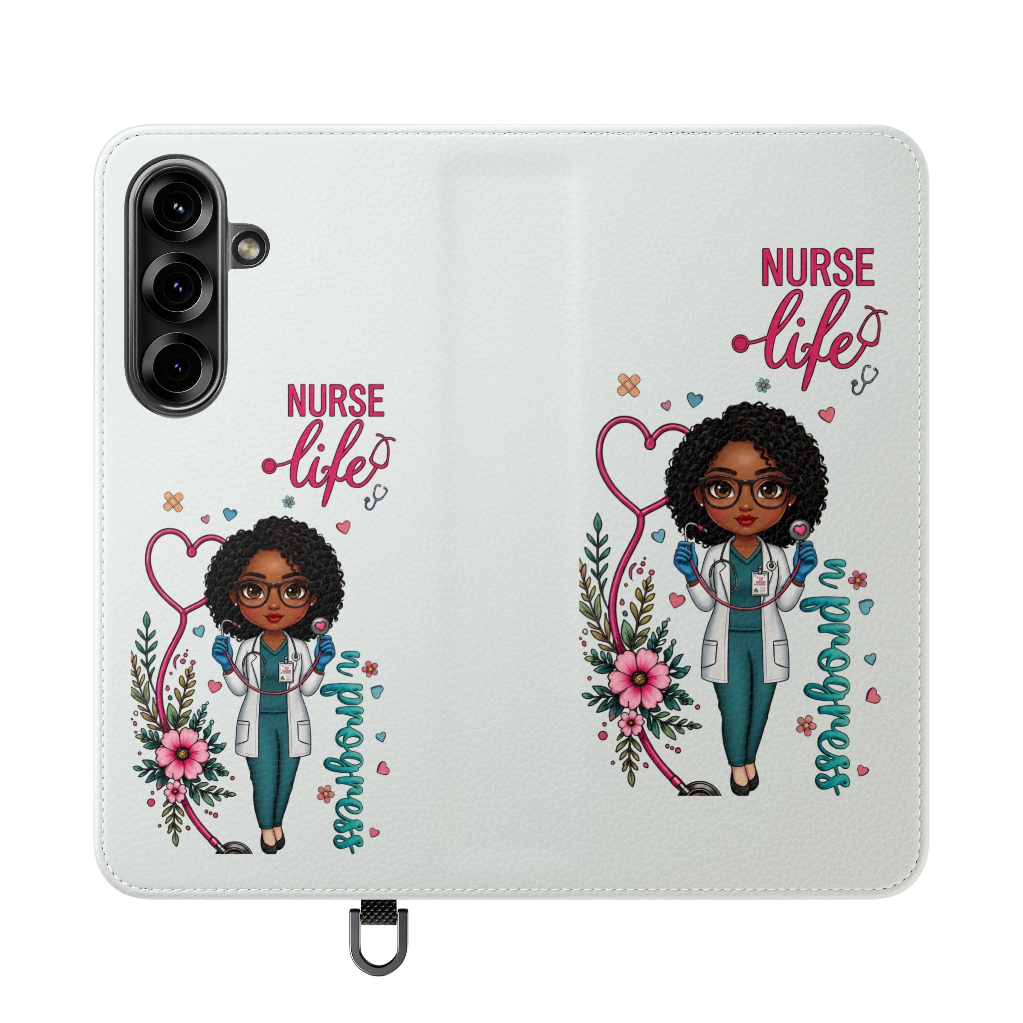 Nurse Life Floral Flip Phone Case - Medical RN Wallet Cover