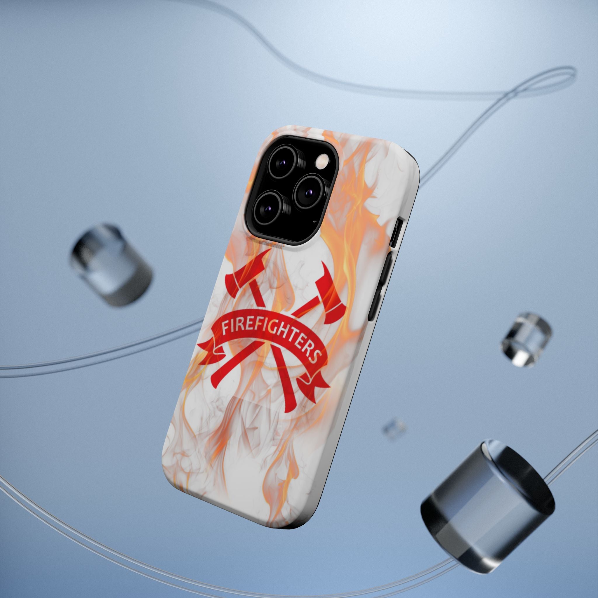 Firefighters Magnetic Impact-Resistant Phone Case — Flame Design with Maltese Cross