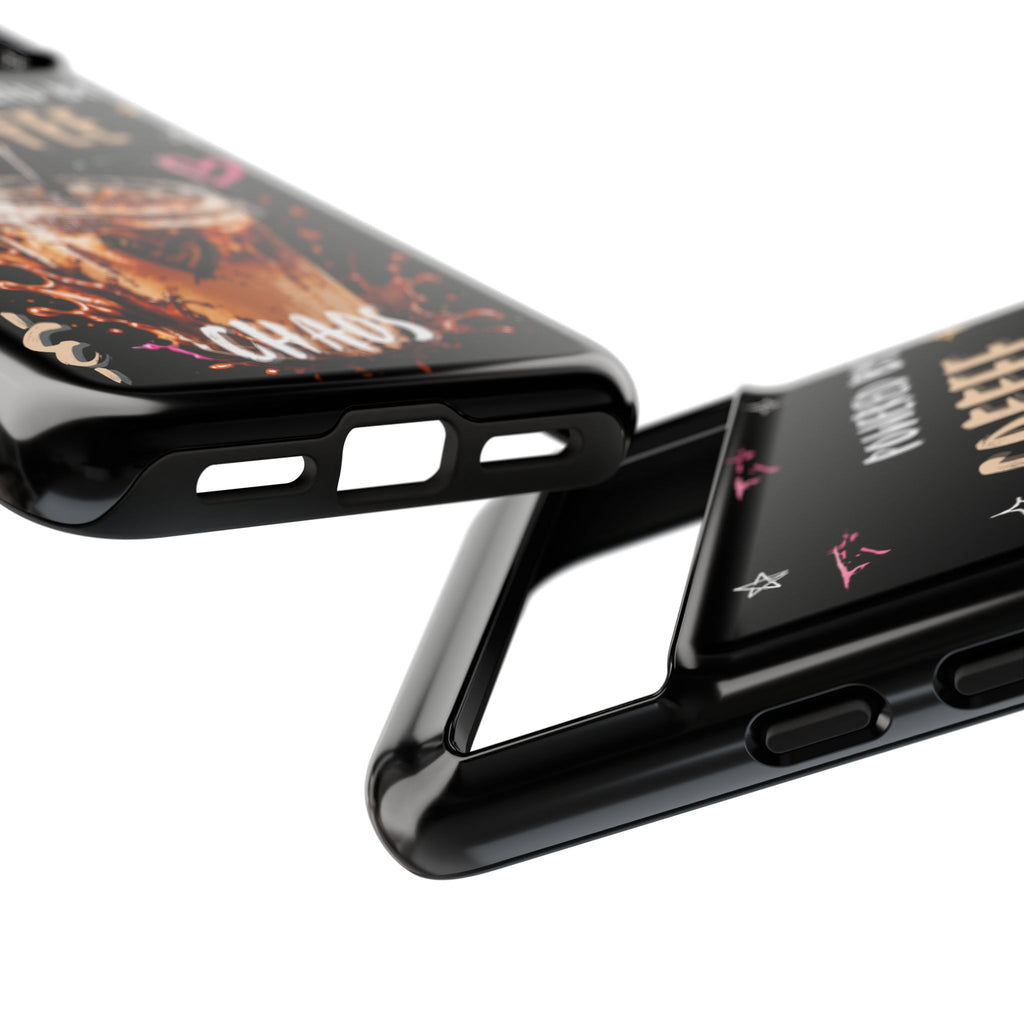 Phone Case — "Powered by Coffee & Chaos" Iced Coffee Protective Cover