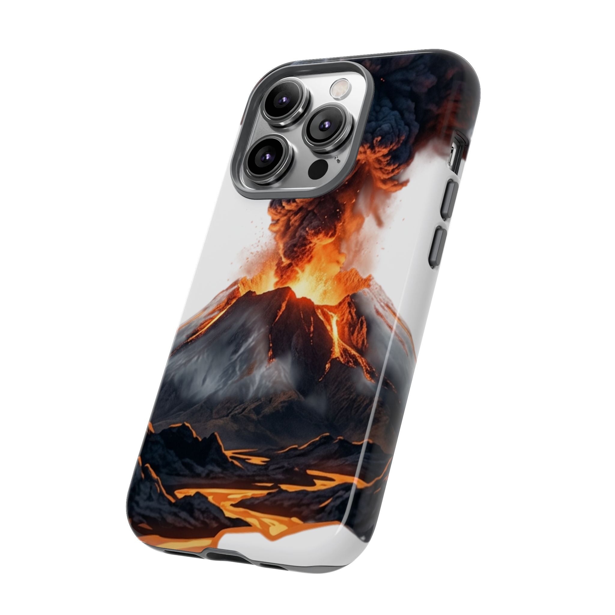 Volcano Eruption Tough Phone Case — Fiery Lava Protective Cover