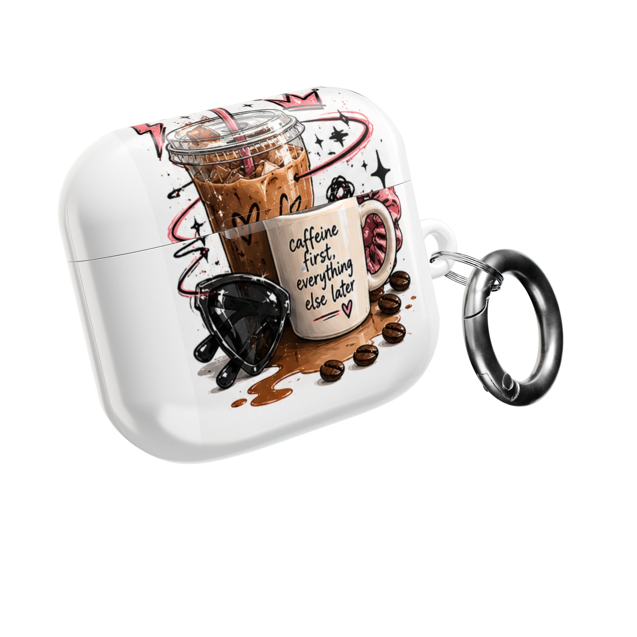 Coffee Lover AirPod Case — “Caffeine First, Everything Else Later” Protective Case
