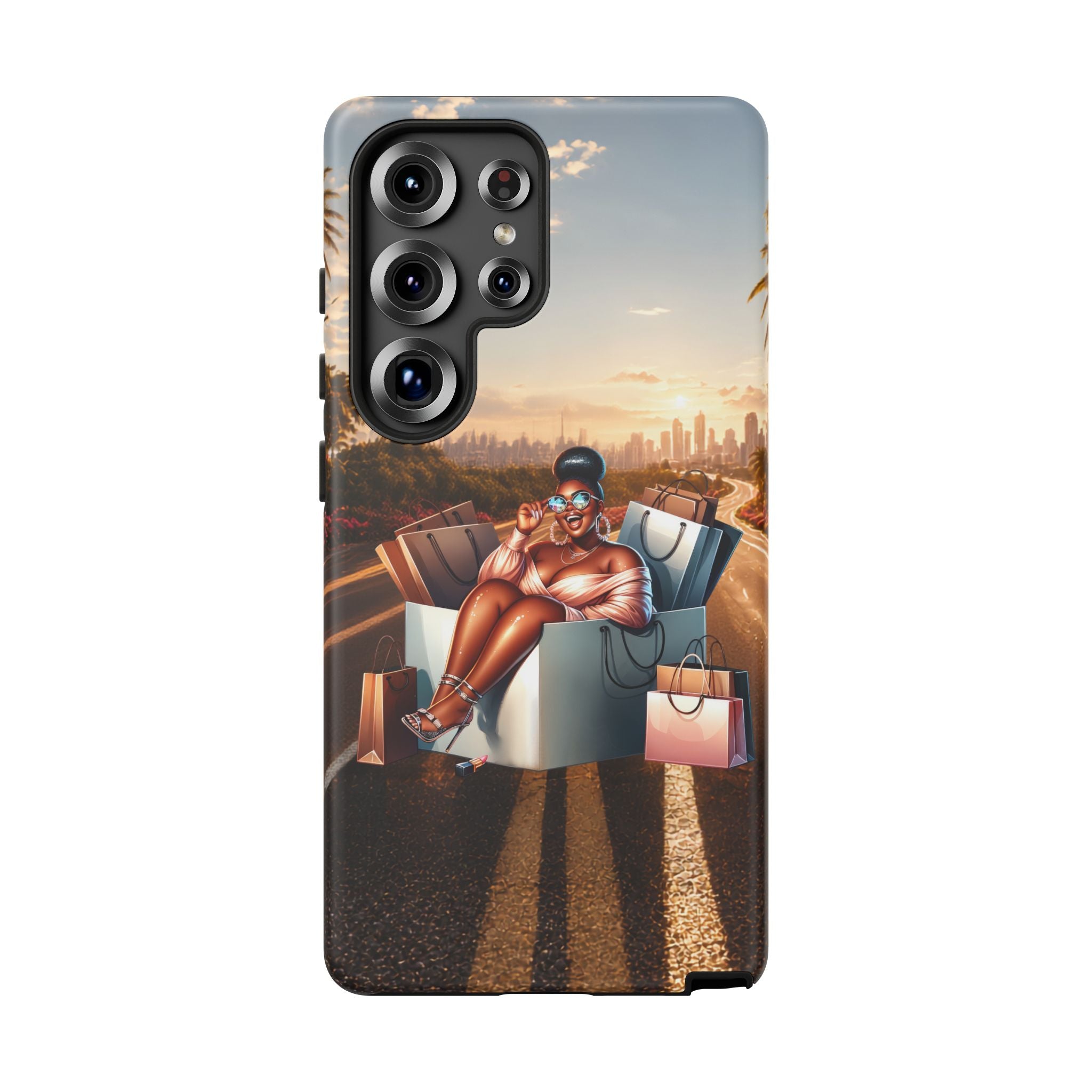 Phone Case — Chic Shopper Illustration on Cloud Background