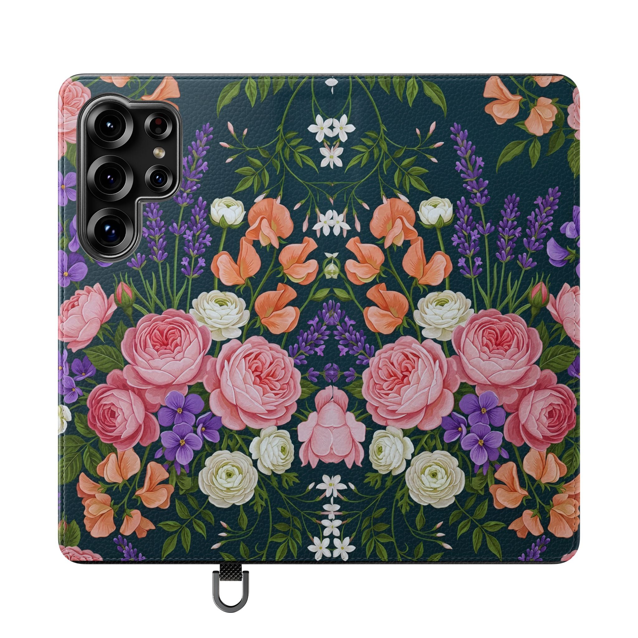 Floral Flip Phone Case -Wallet Cover with Card Slots