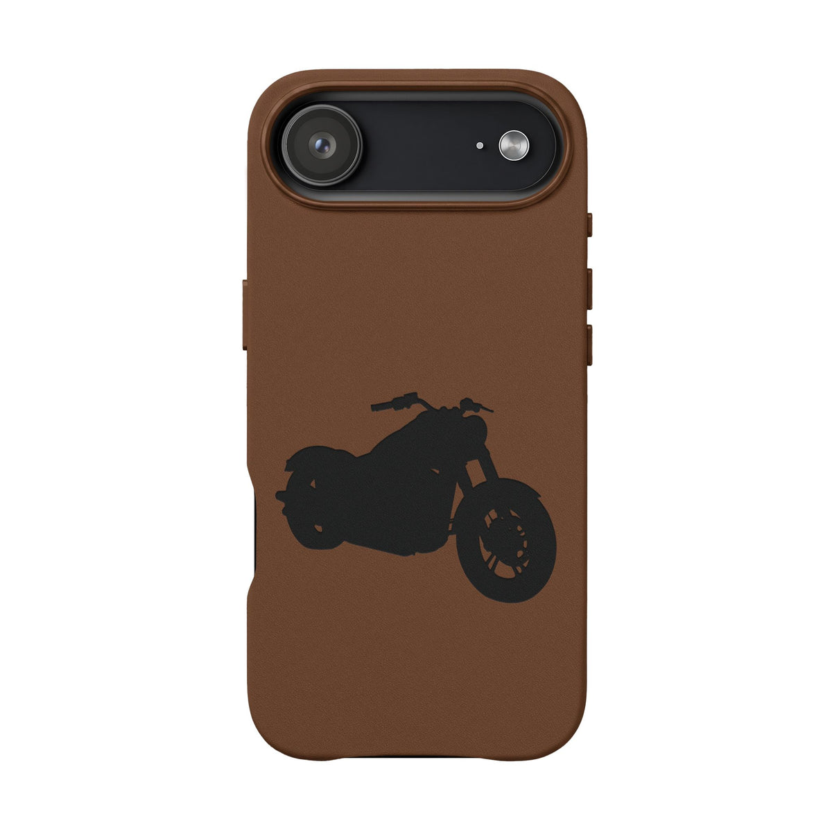 Engraved PU Leather Phone Case — Motorcycle Silhouette