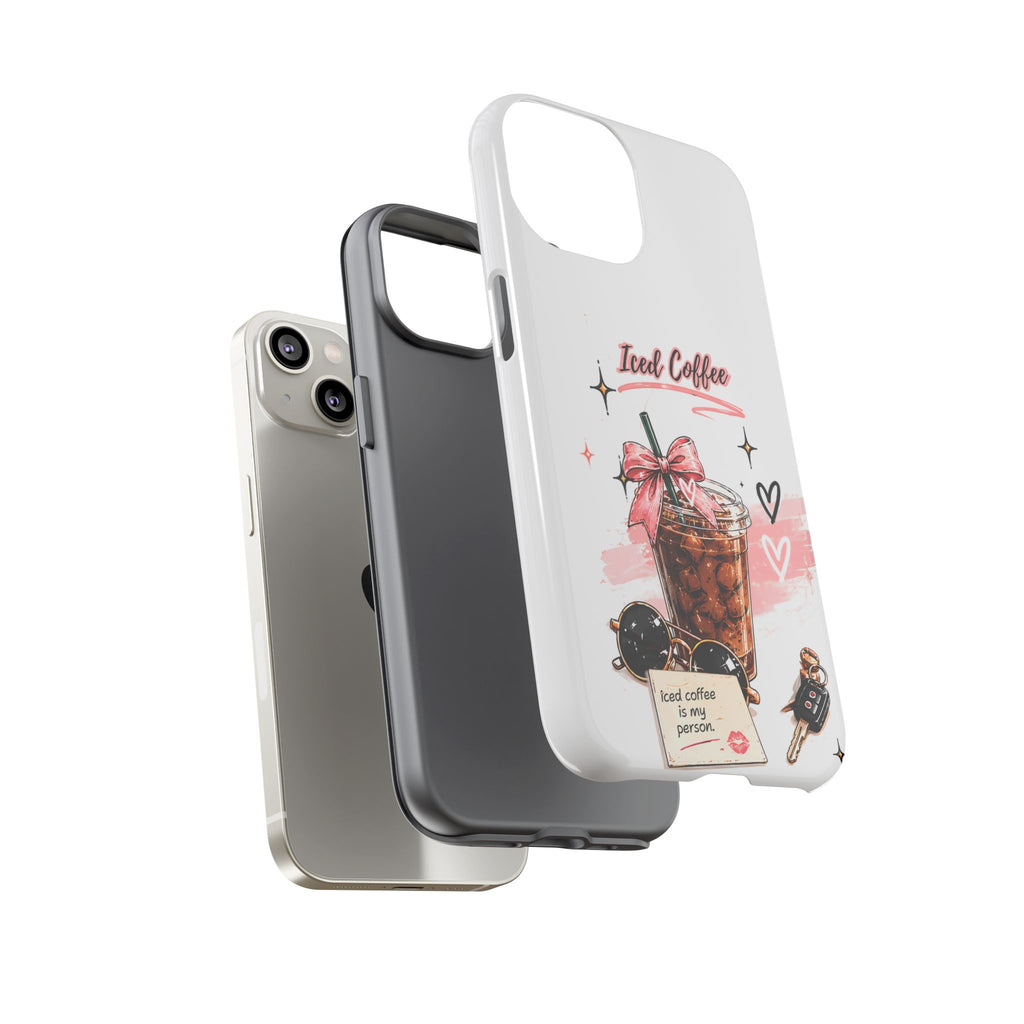 Iced Coffee Phone Case – Cute Pink Boba Design ("Iced coffee is my person")