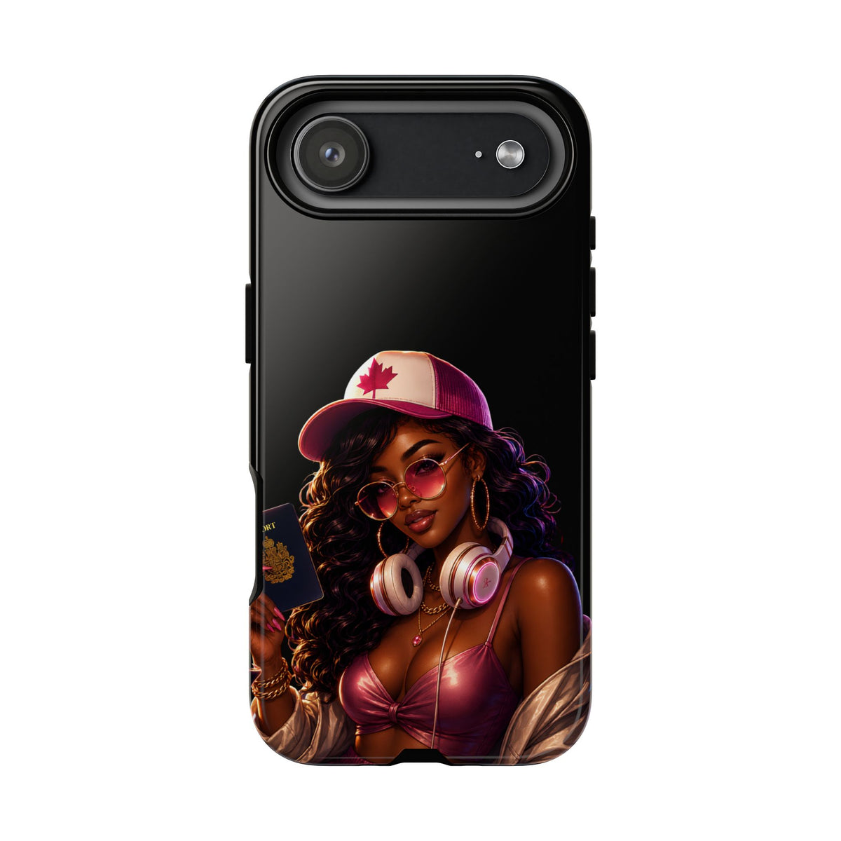 Phone Case - Cool Urban Woman with Headphones & Maple Hat