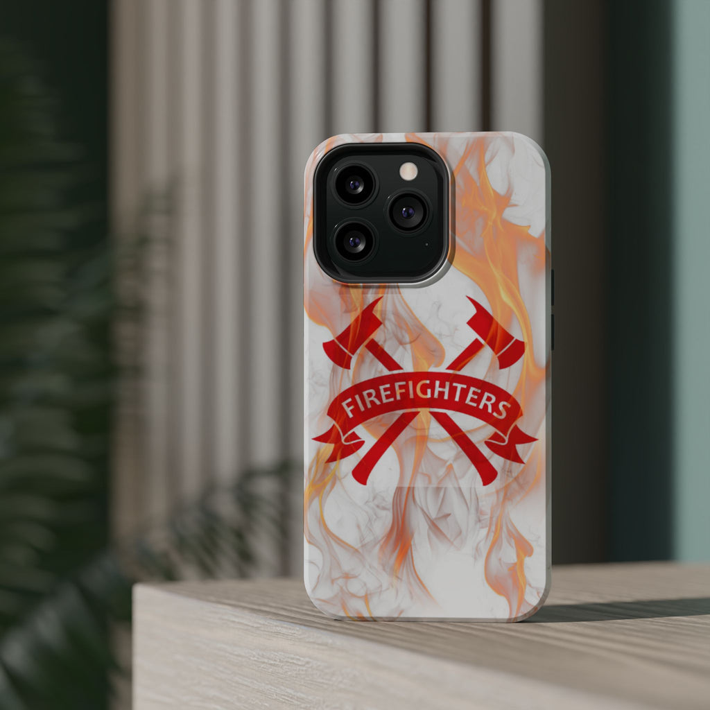 Firefighters Magnetic Impact-Resistant Phone Case — Flame Design with Maltese Cross
