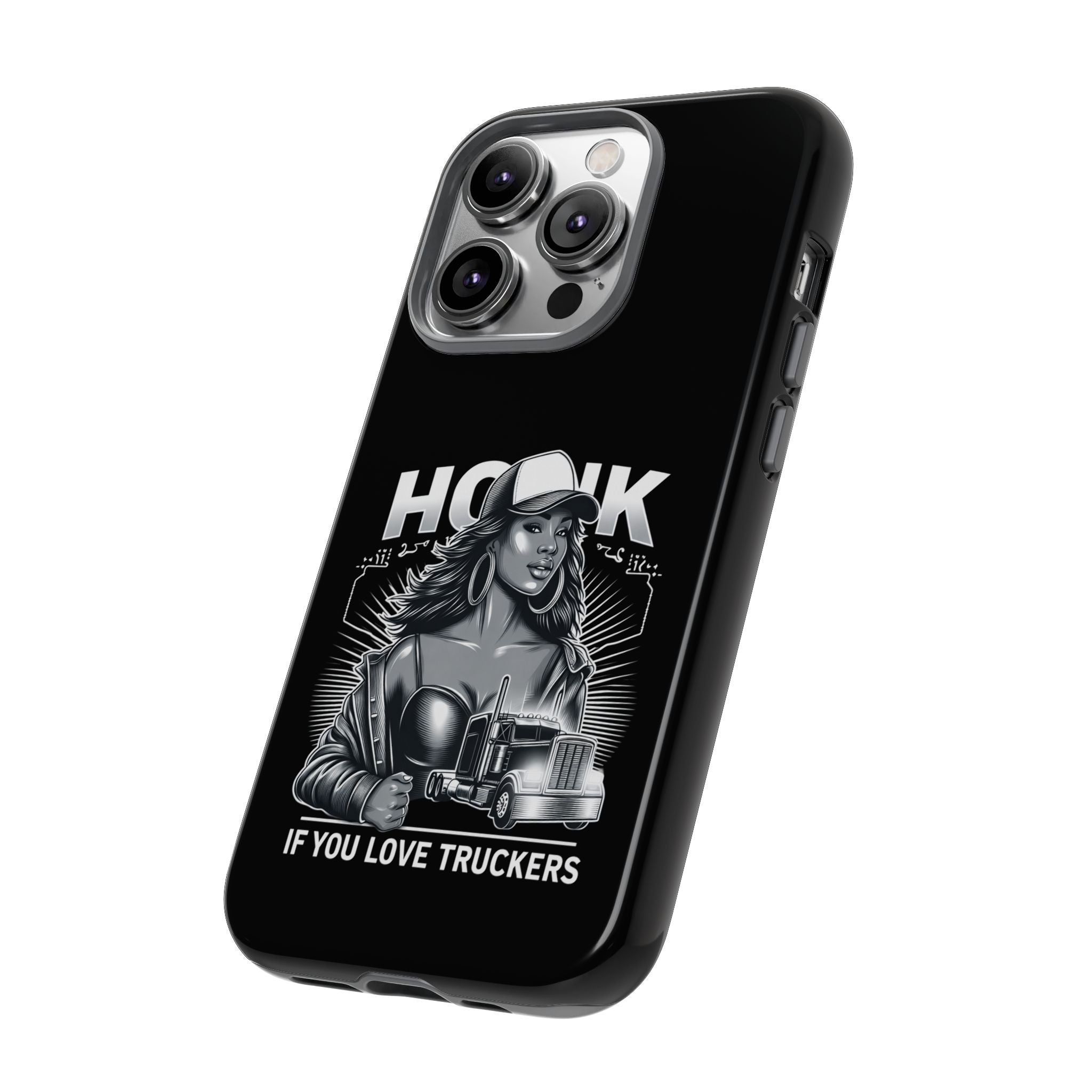 Phone Case — 'Honk' Trucker Girl Retro Semi Truck Protective Case