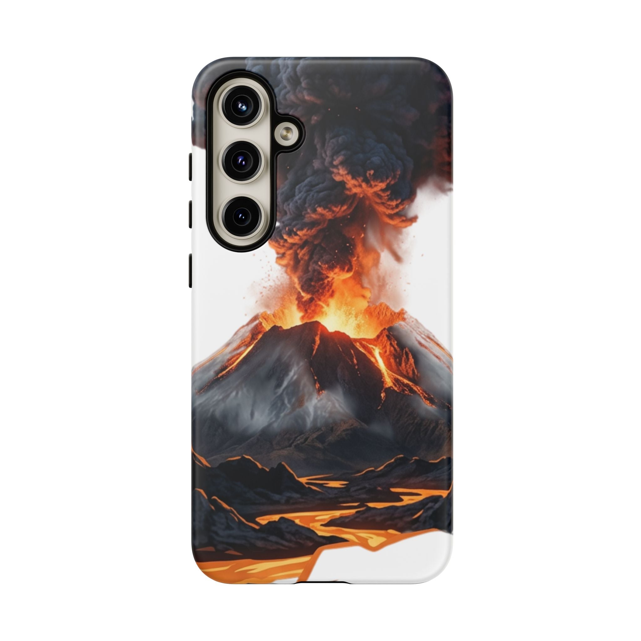 Volcano Eruption Tough Phone Case — Fiery Lava Protective Cover