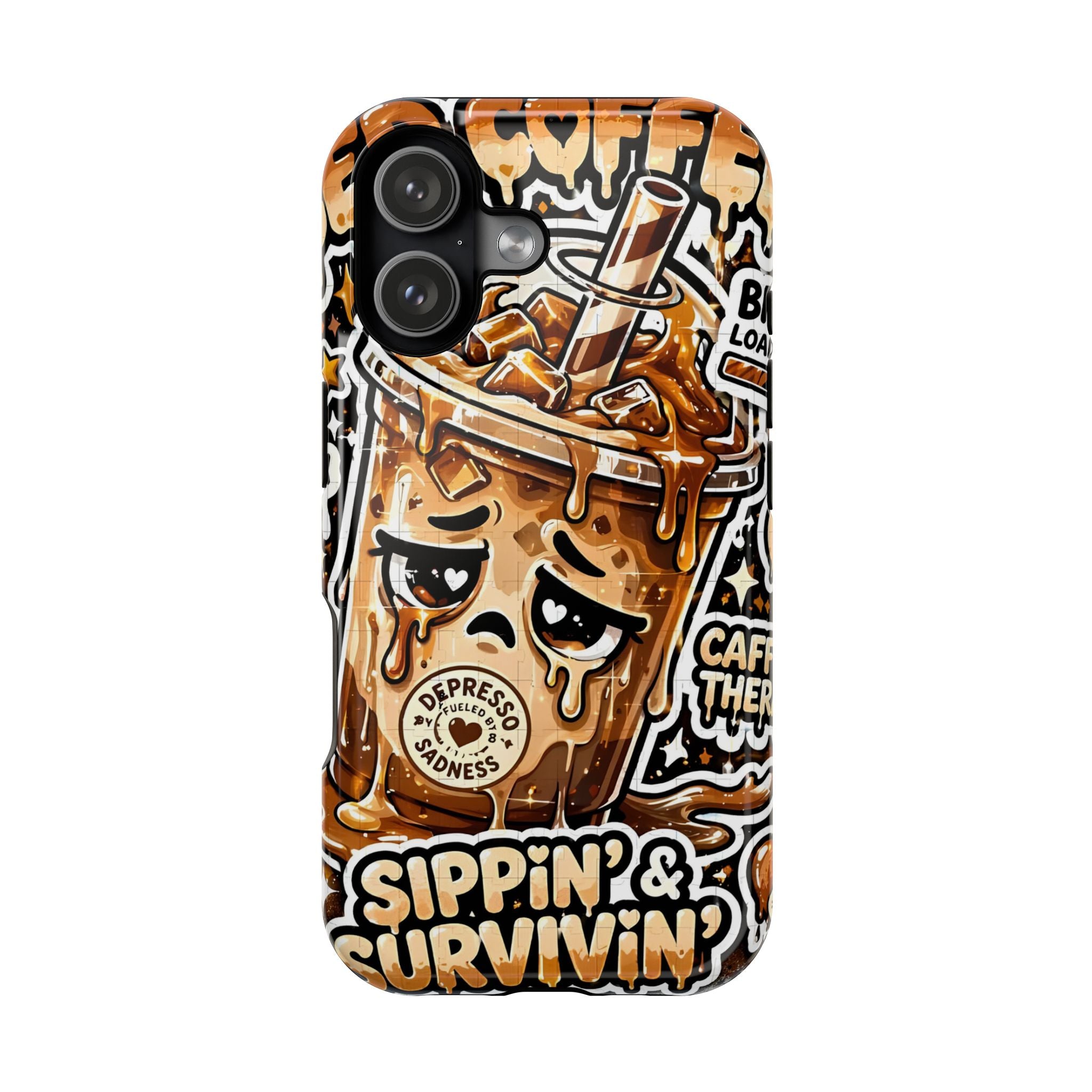 Iced Coffee Phone Case — “Sippin' & Survivin'” Magnetic Impact-Resistant Case
