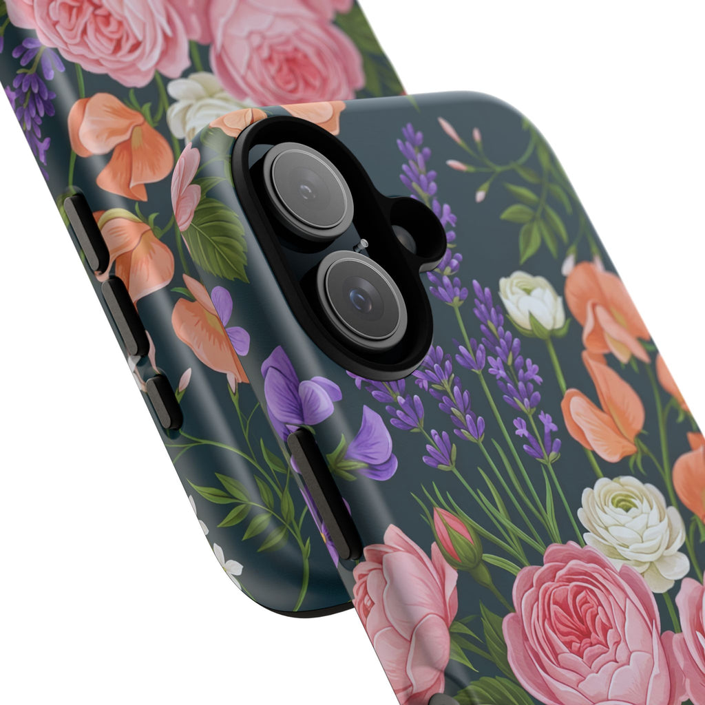 Floral Bouquet Phone Case — Vintage Roses & Lavender Protective Cover