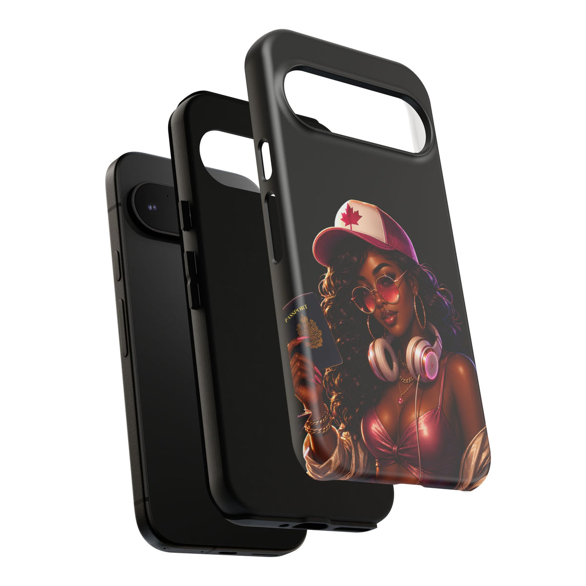 Phone Case - Cool Urban Woman with Headphones & Maple Hat