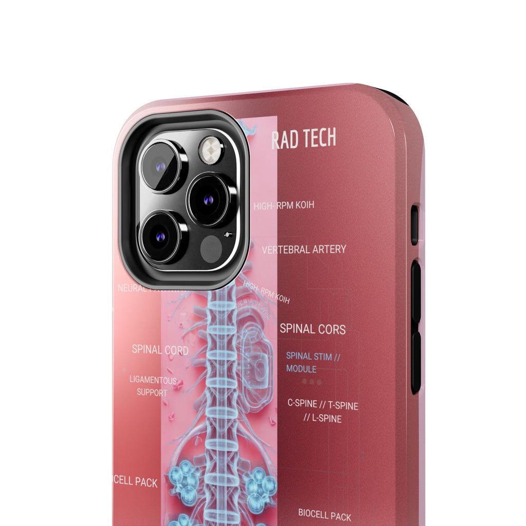 Anatomical Spine Tough Phone Case — Medical X-Ray Design, ‘Spinal Cord’ Labelled