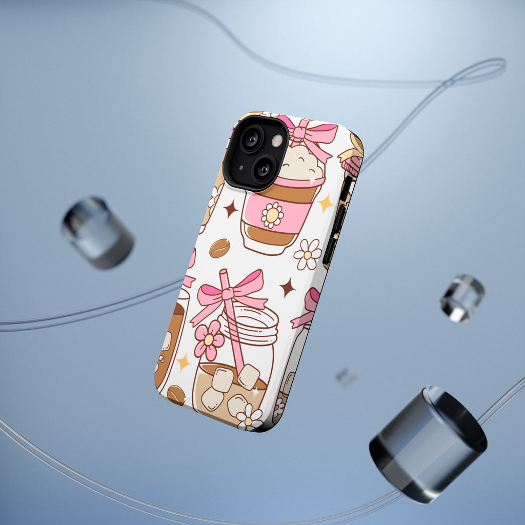 Cute Pink Coffee & Latte Pattern Impact Phone Case