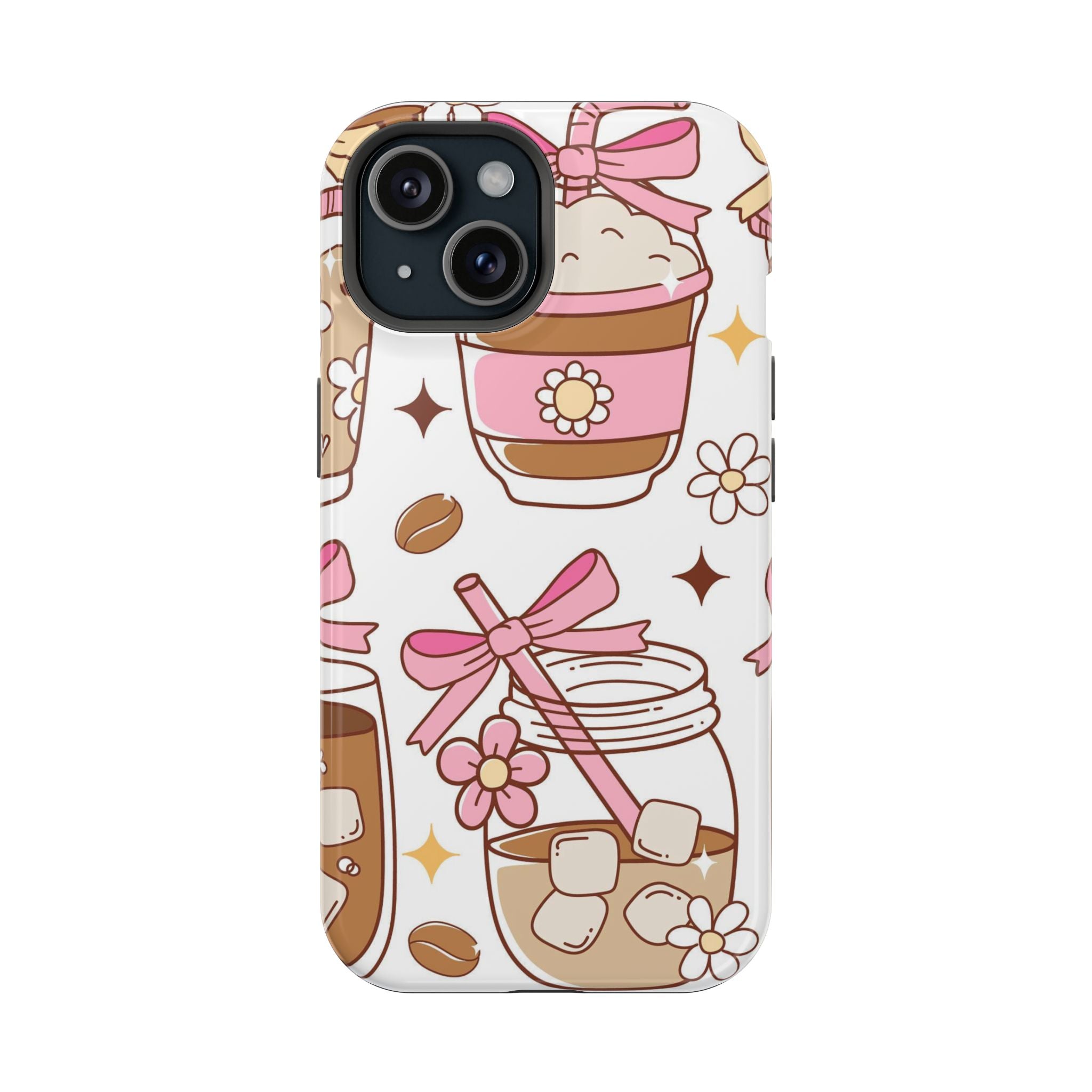 Cute Pink Coffee & Latte Pattern Impact Phone Case