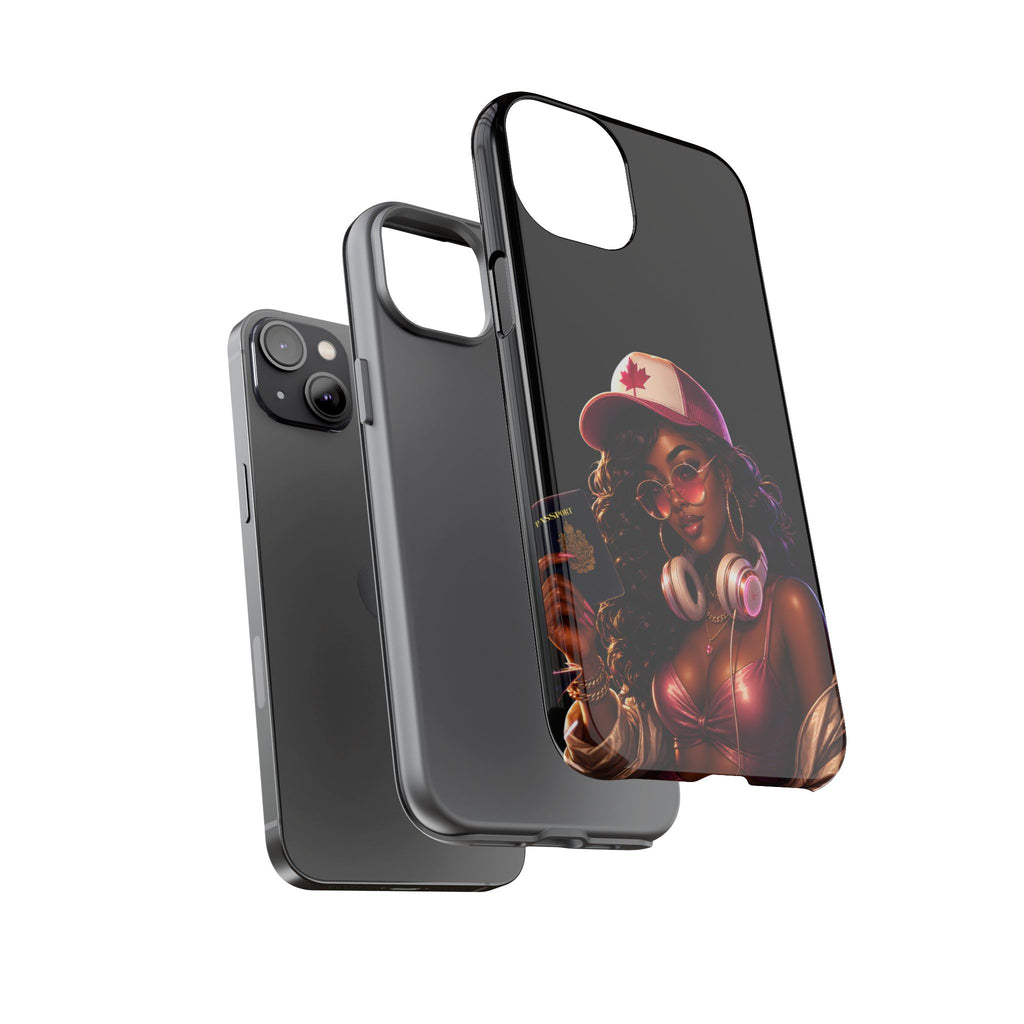 Phone Case - Cool Urban Woman with Headphones & Maple Hat