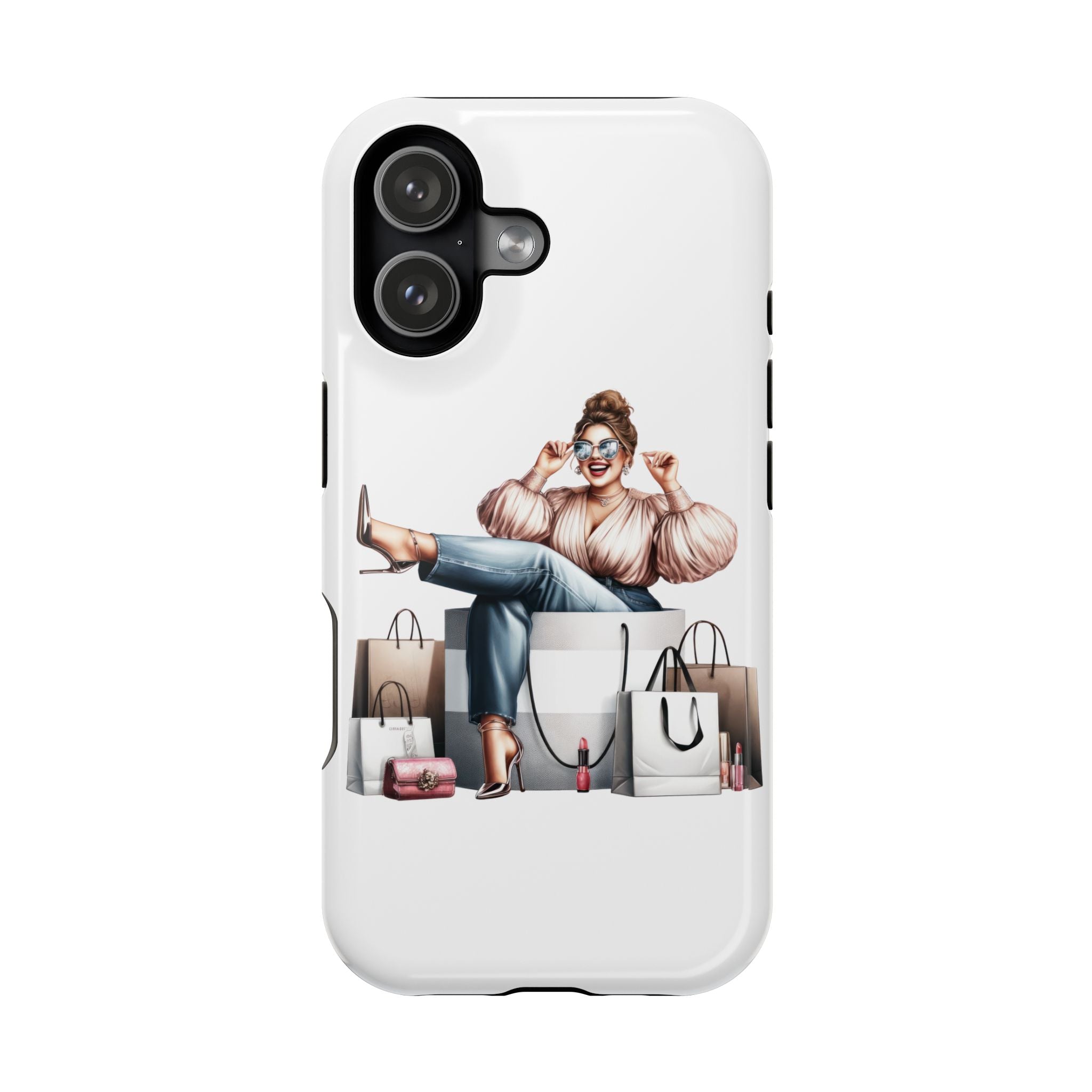 Magnetic Impact-Resistant Case — Luxury Shopper Goddess on Clouds Phone Cover