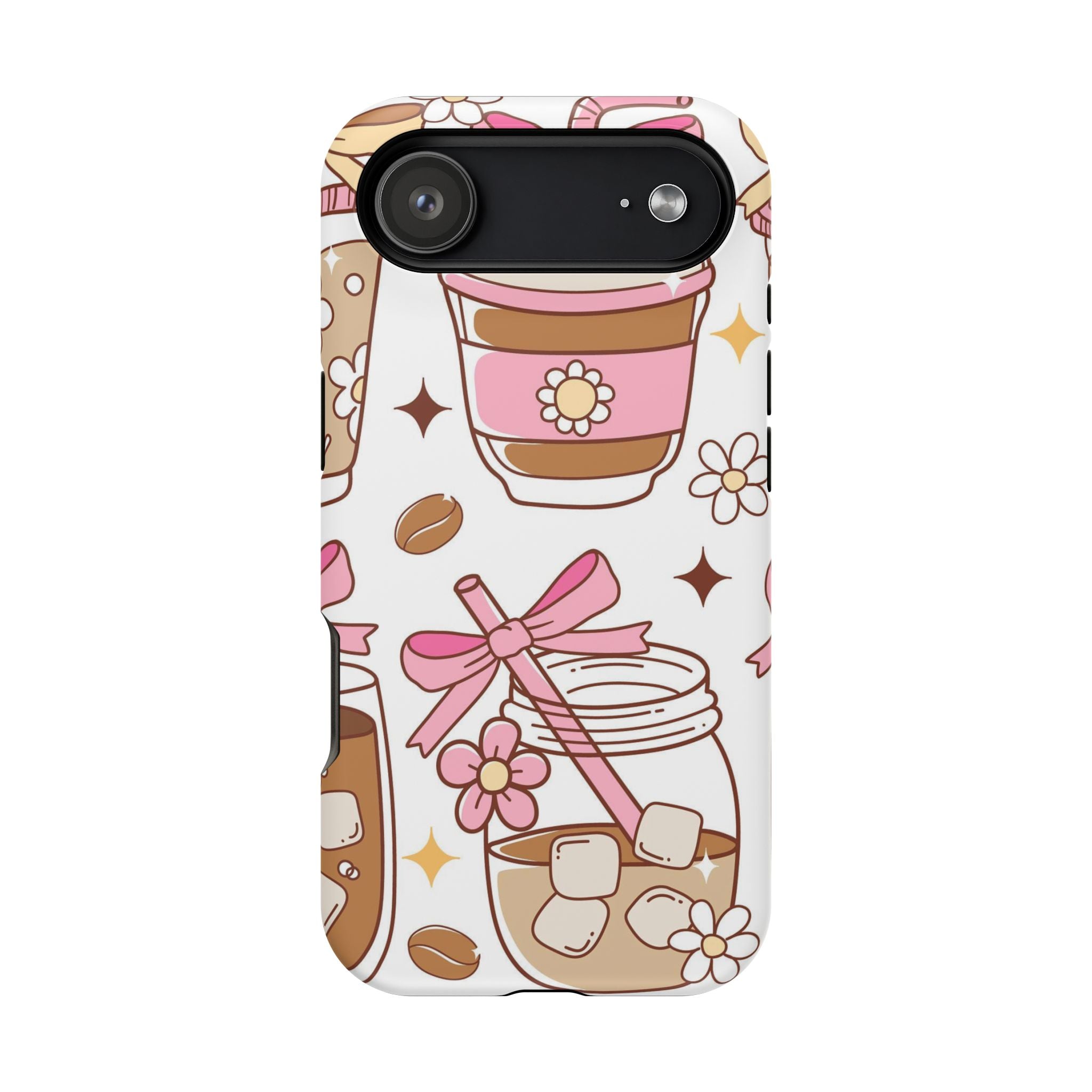 Cute Pink Coffee & Latte Pattern Impact Phone Case