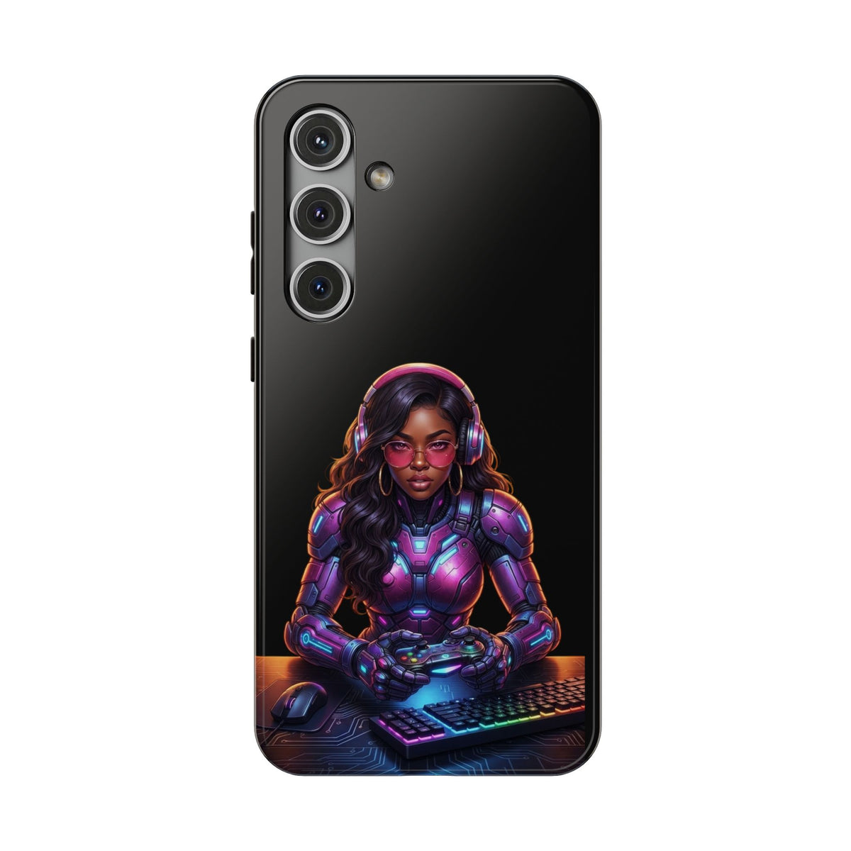 Gamer Girl Cyber Armor Phone Case — Impact‑Resistant Protective Cover