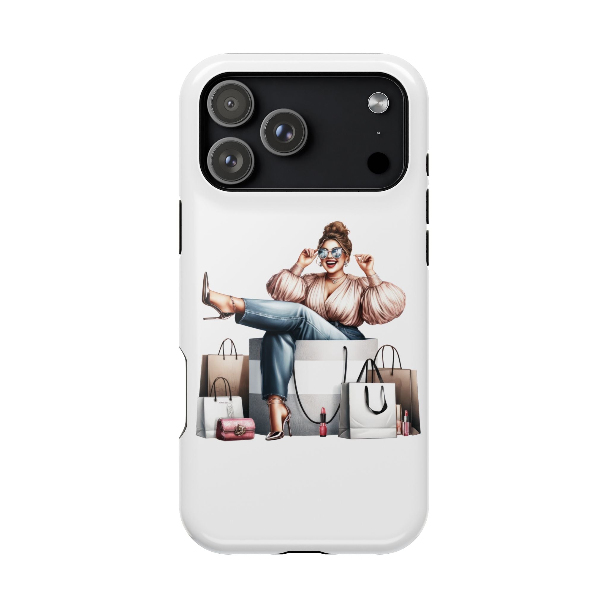 Magnetic Impact-Resistant Case — Luxury Shopper Goddess on Clouds Phone Cover