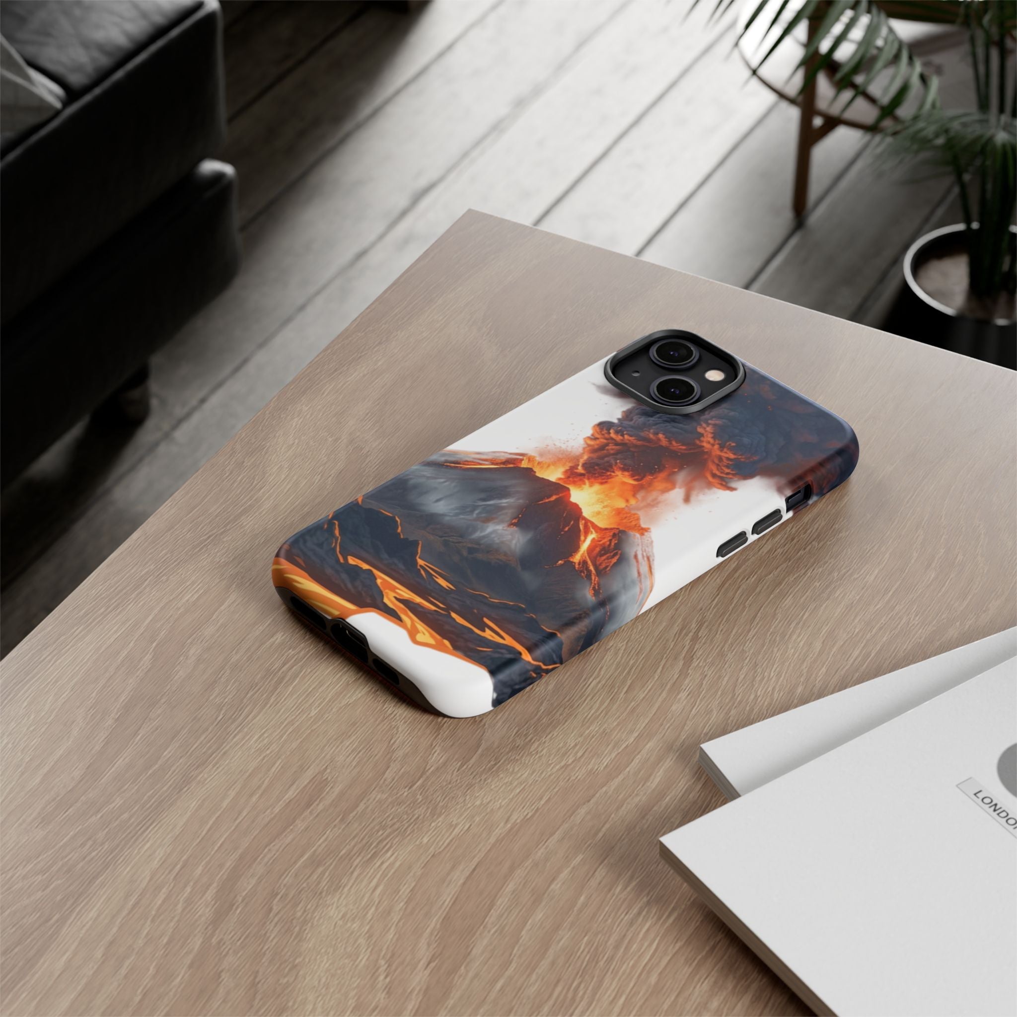 Volcano Eruption Tough Phone Case — Fiery Lava Protective Cover