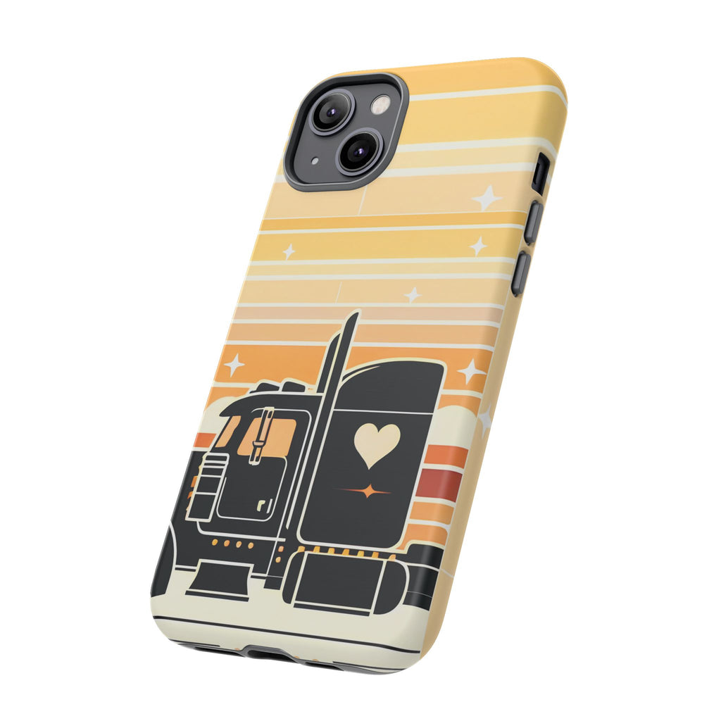 Trucker Heart Phone Case — Retro Semi Truck Protective Phone Cover