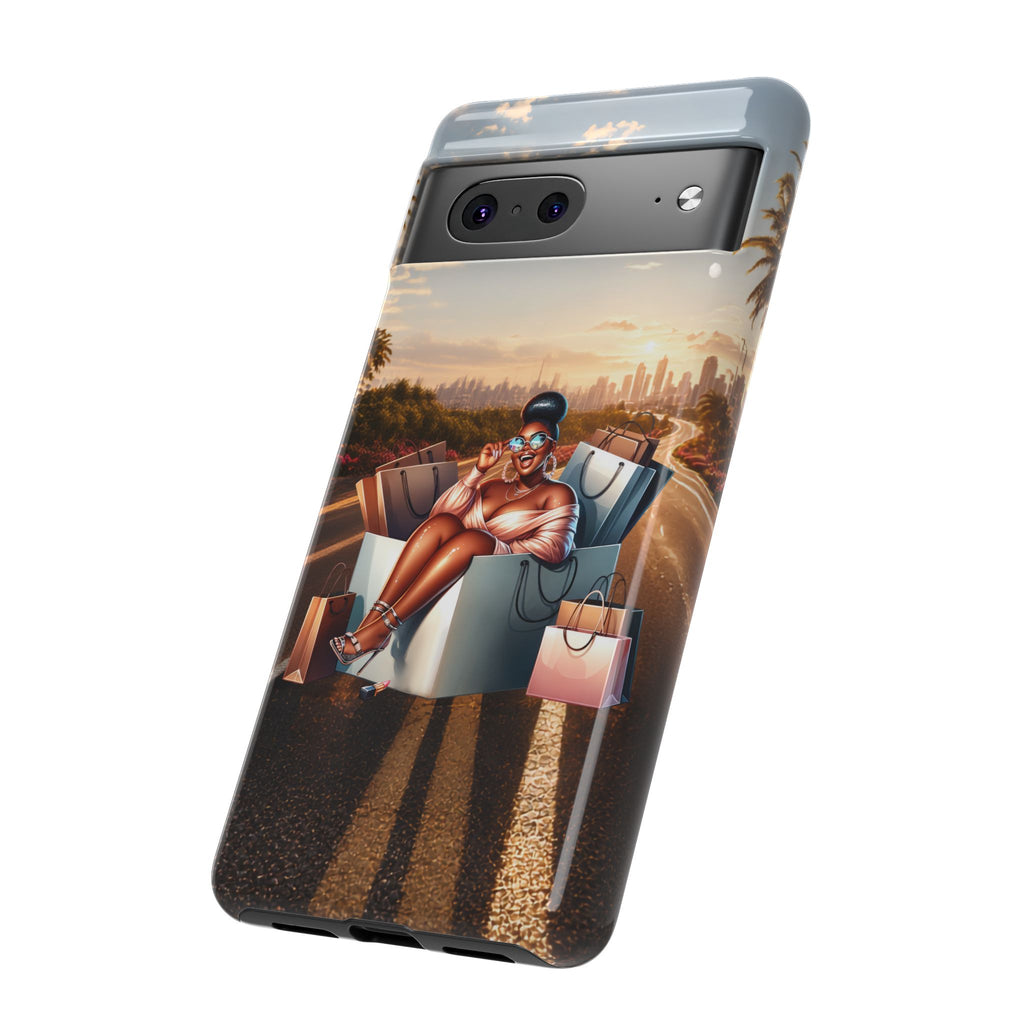 Phone Case — Chic Shopper Illustration on Cloud Background