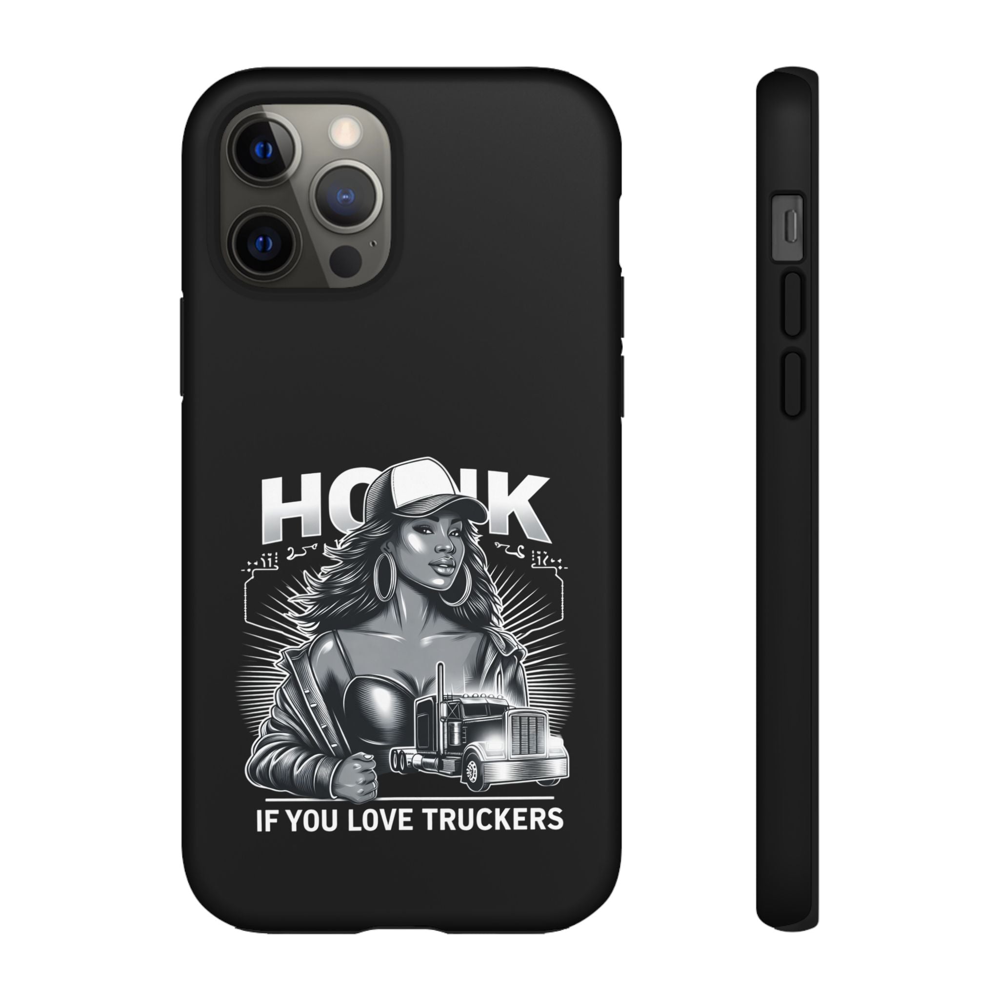 Phone Case — 'Honk' Trucker Girl Retro Semi Truck Protective Case