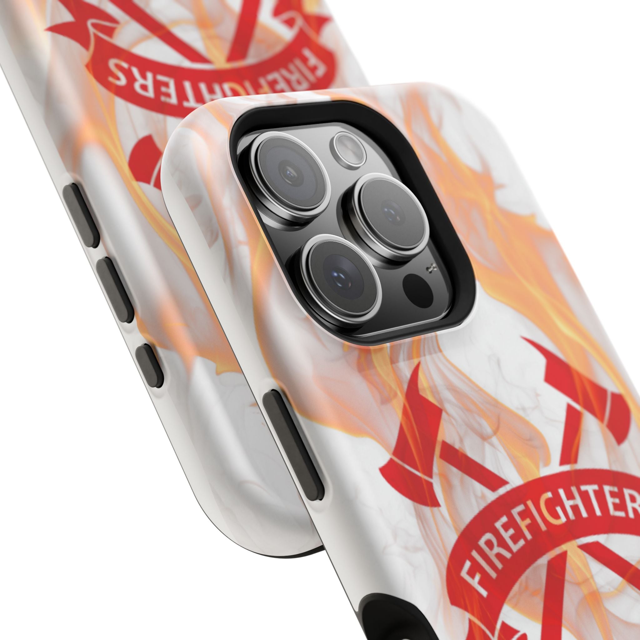 Firefighters Magnetic Impact-Resistant Phone Case — Flame Design with Maltese Cross