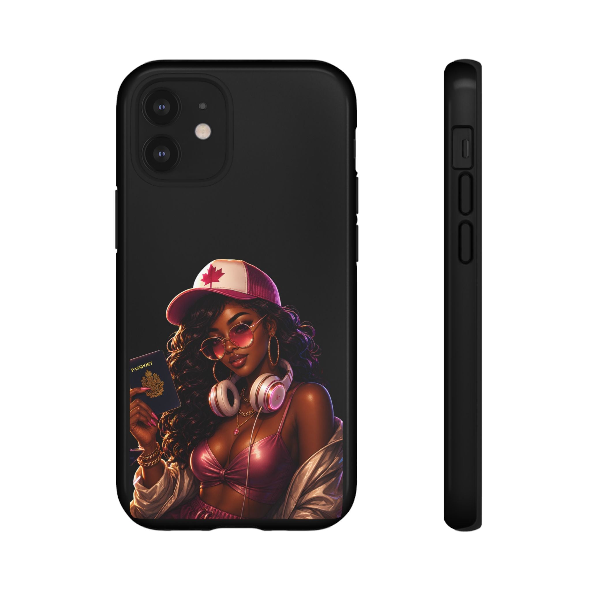 Phone Case — Stylish Urban Woman Design with Maple Cap