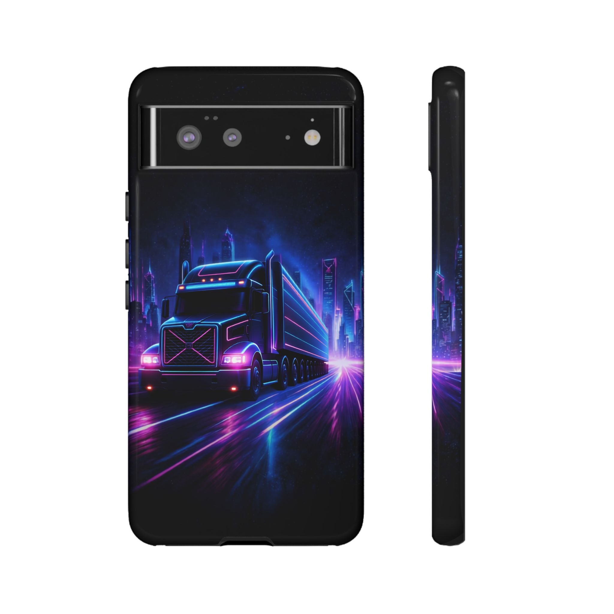 Neon Retro Rig Phone Case — Trucker Semi Truck Nightscape Protective Case