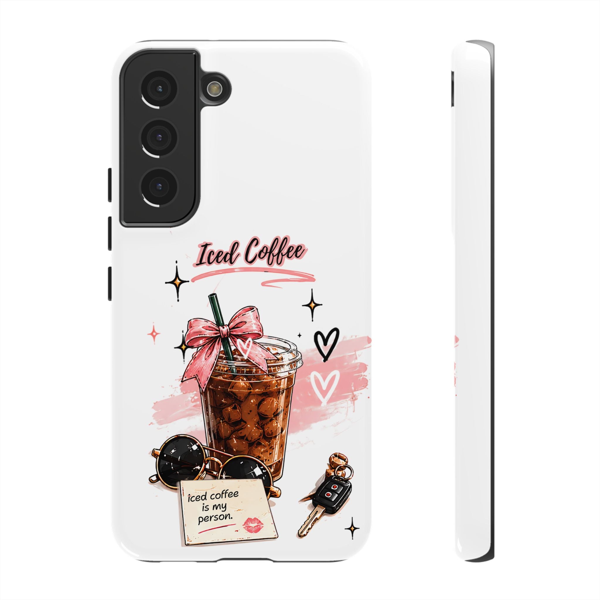 Iced Coffee Phone Case – Cute Pink Boba Design ("Iced coffee is my person")