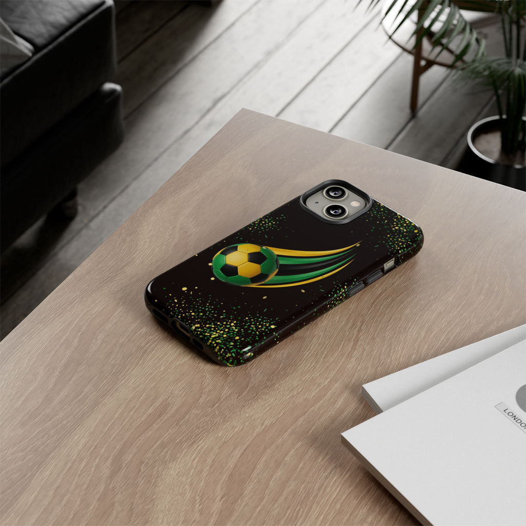 Soccer Comet Tough Phone Case – Green & Yellow Football Design