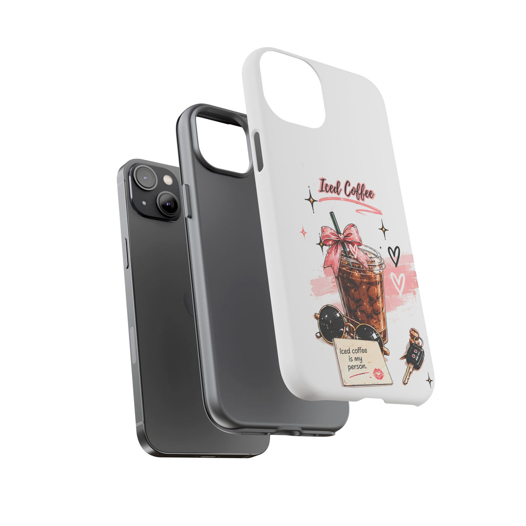 Iced Coffee Phone Case – Cute Pink Boba Design ("Iced coffee is my person")