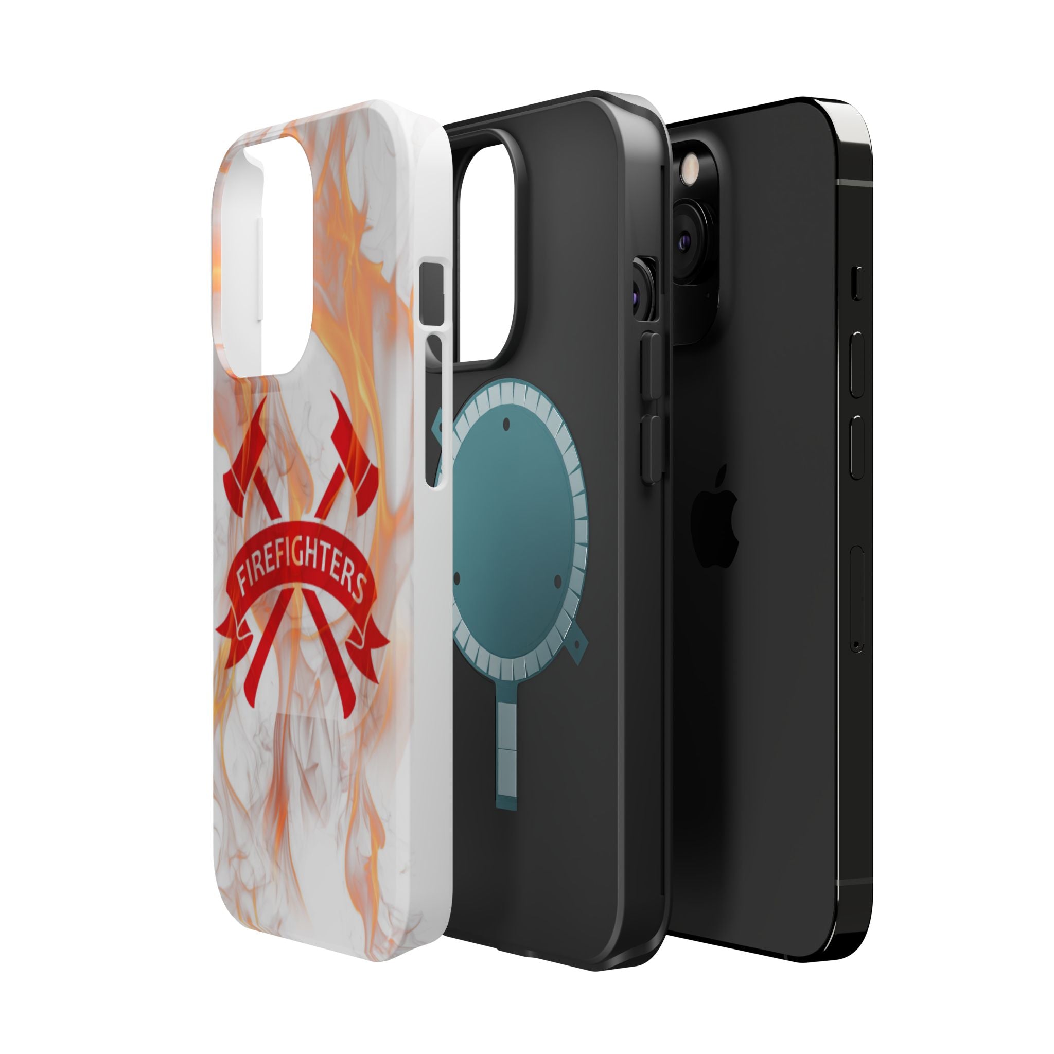 Firefighters Magnetic Impact-Resistant Phone Case — Flame Design with Maltese Cross