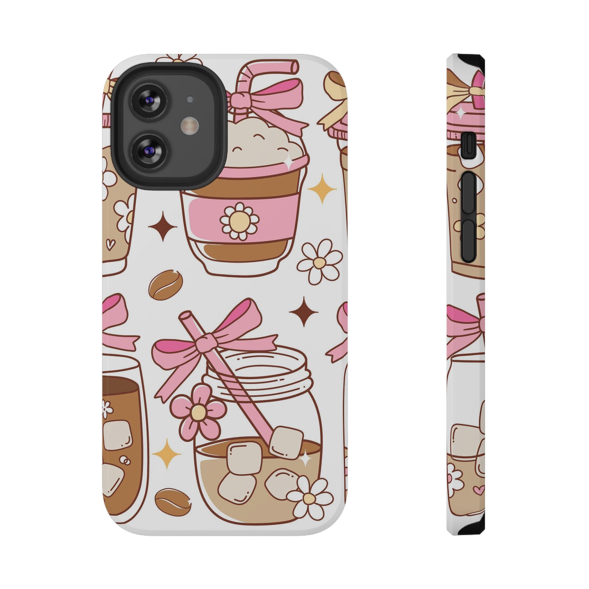 Cute Pink Coffee & Latte Pattern Impact Phone Case