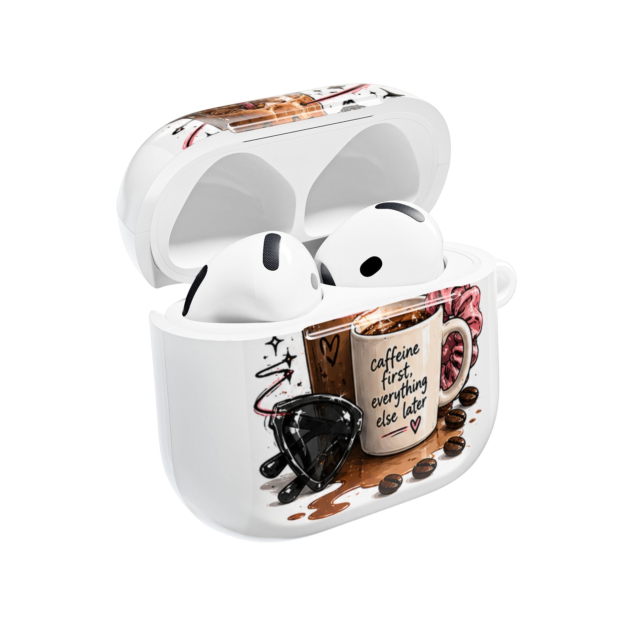 Coffee Lover AirPod Case — “Caffeine First, Everything Else Later” Protective Case