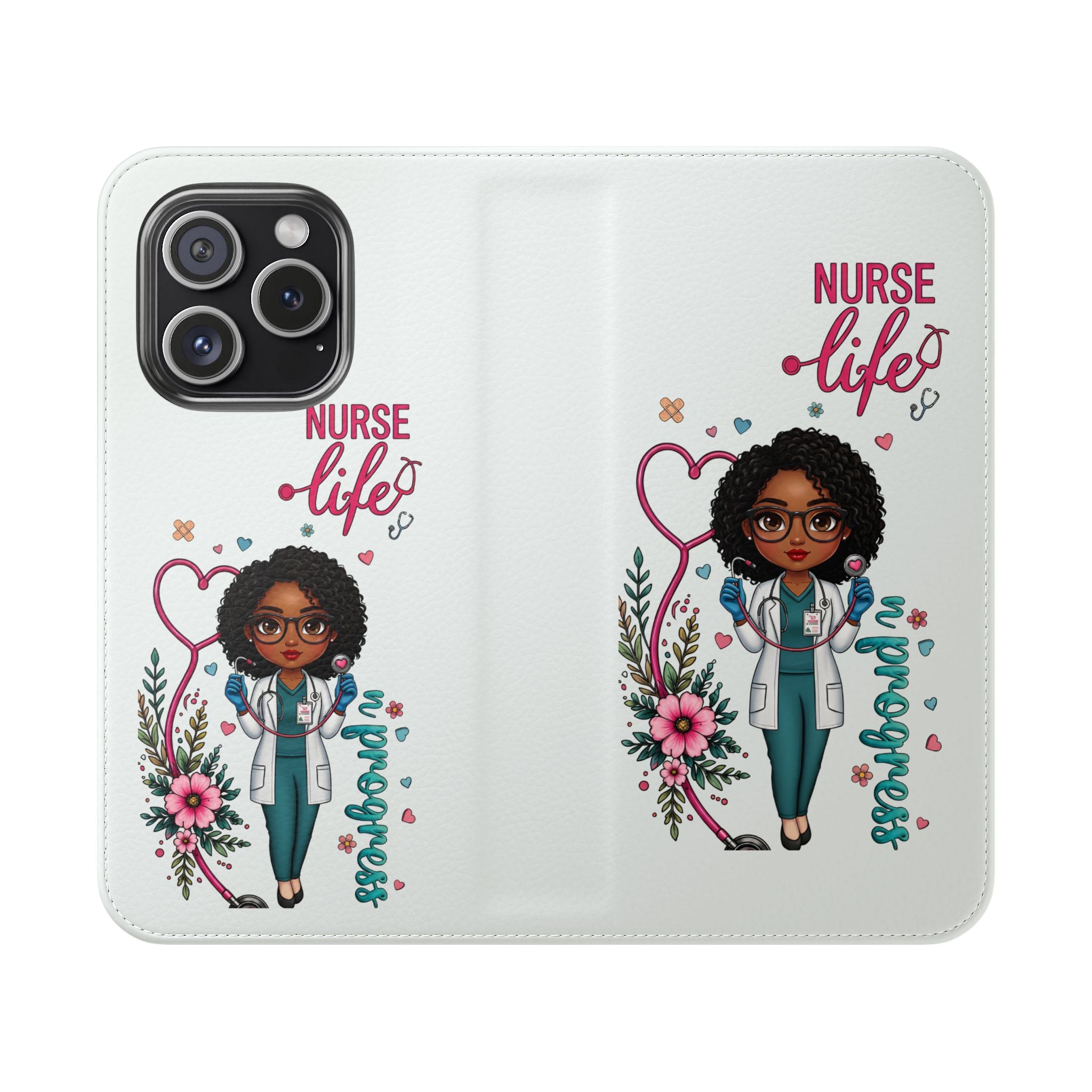 Nurse Life Floral Flip Phone Case - Medical RN Wallet Cover