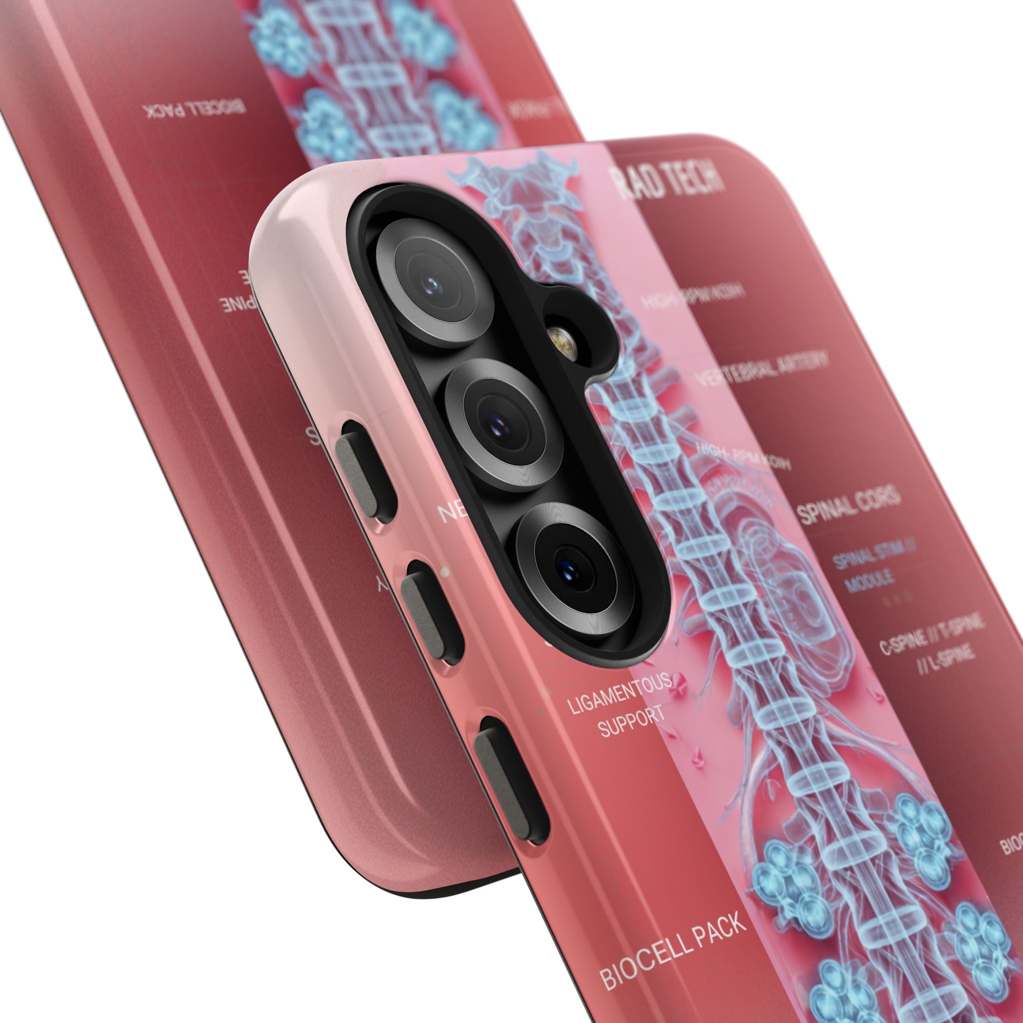 Anatomical Spine Tough Phone Case — Medical X-Ray Design, ‘Spinal Cord’ Labelled