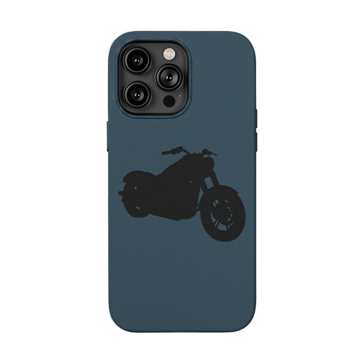 Engraved PU Leather Phone Case — Motorcycle Silhouette