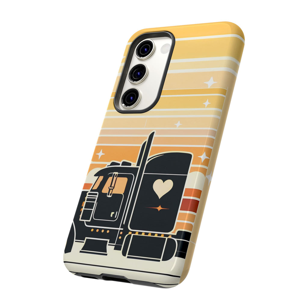 Trucker Heart Phone Case — Retro Semi Truck Protective Phone Cover