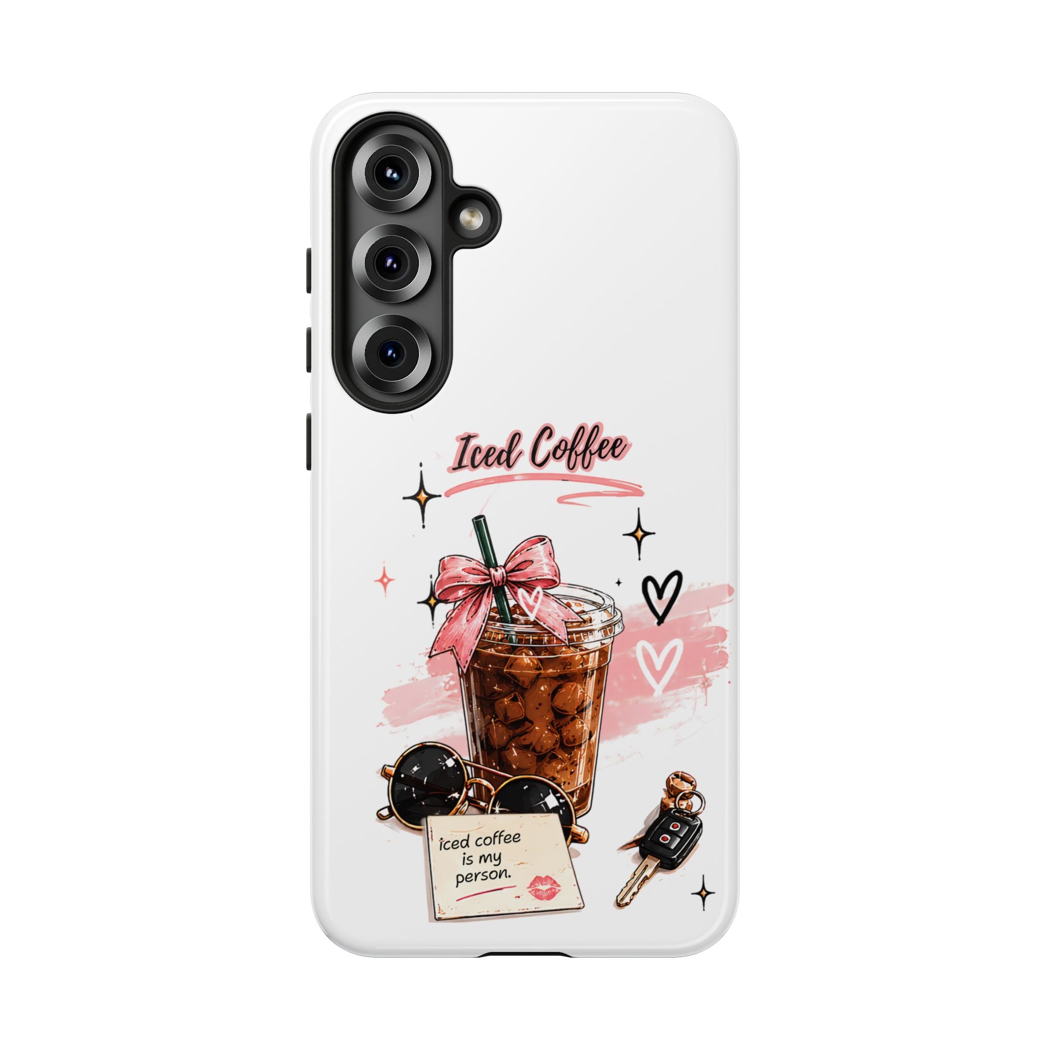 Iced Coffee Phone Case – Cute Pink Boba Design ("Iced coffee is my person")