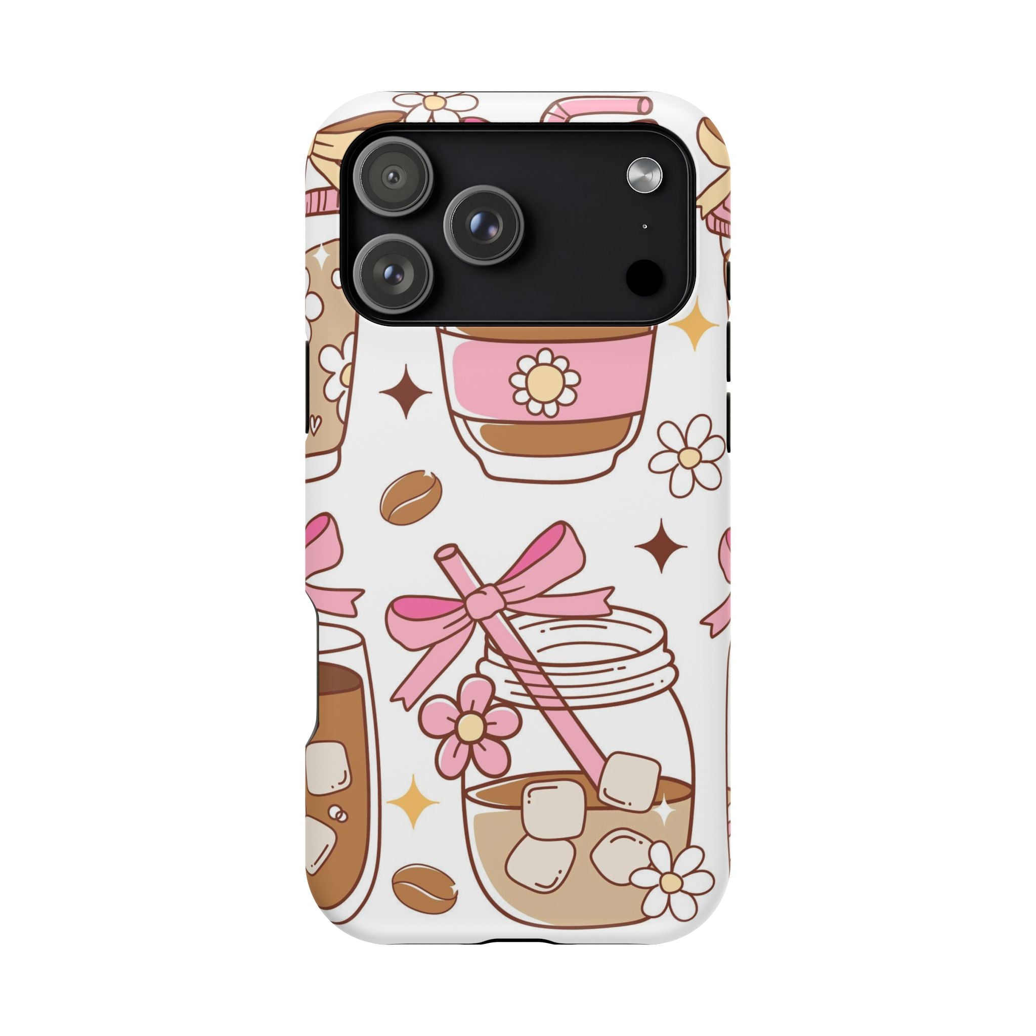Cute Pink Coffee & Latte Pattern Impact Phone Case