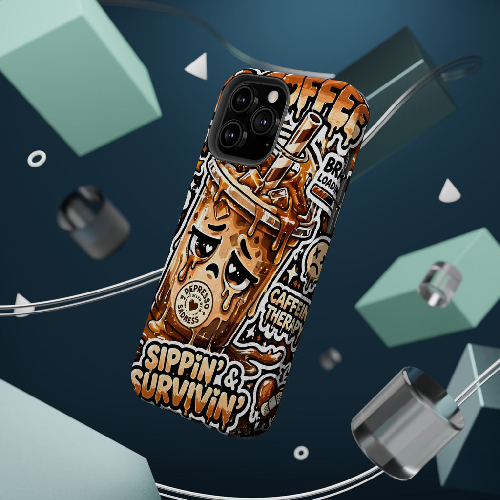 Iced Coffee Phone Case — “Sippin' & Survivin'” Magnetic Impact-Resistant Case