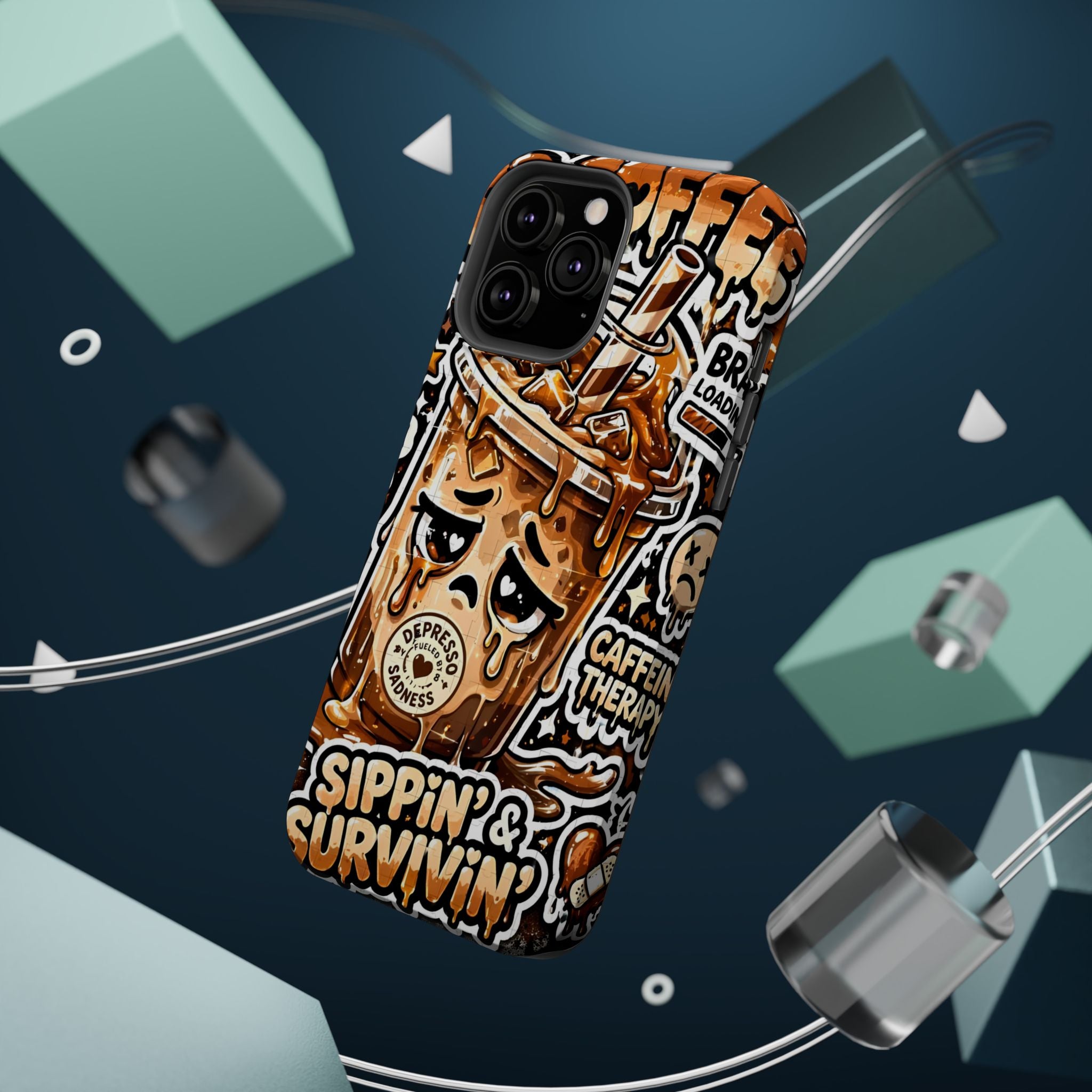 Iced Coffee Phone Case — “Sippin' & Survivin'” Magnetic Impact-Resistant Case