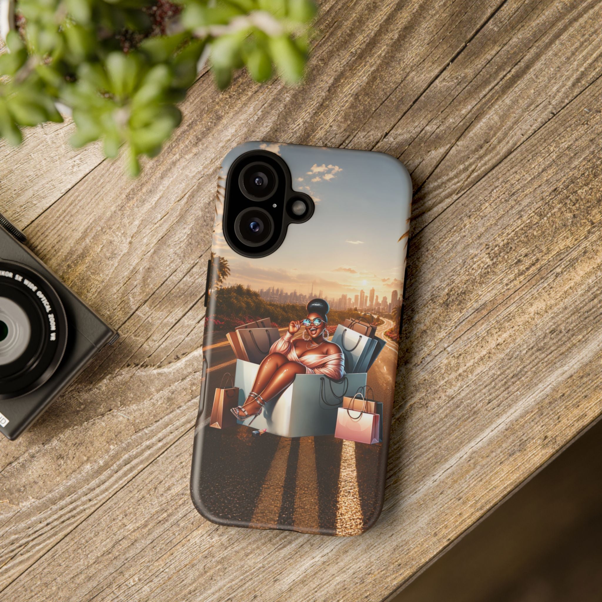 Phone Case — Chic Shopper Illustration on Cloud Background