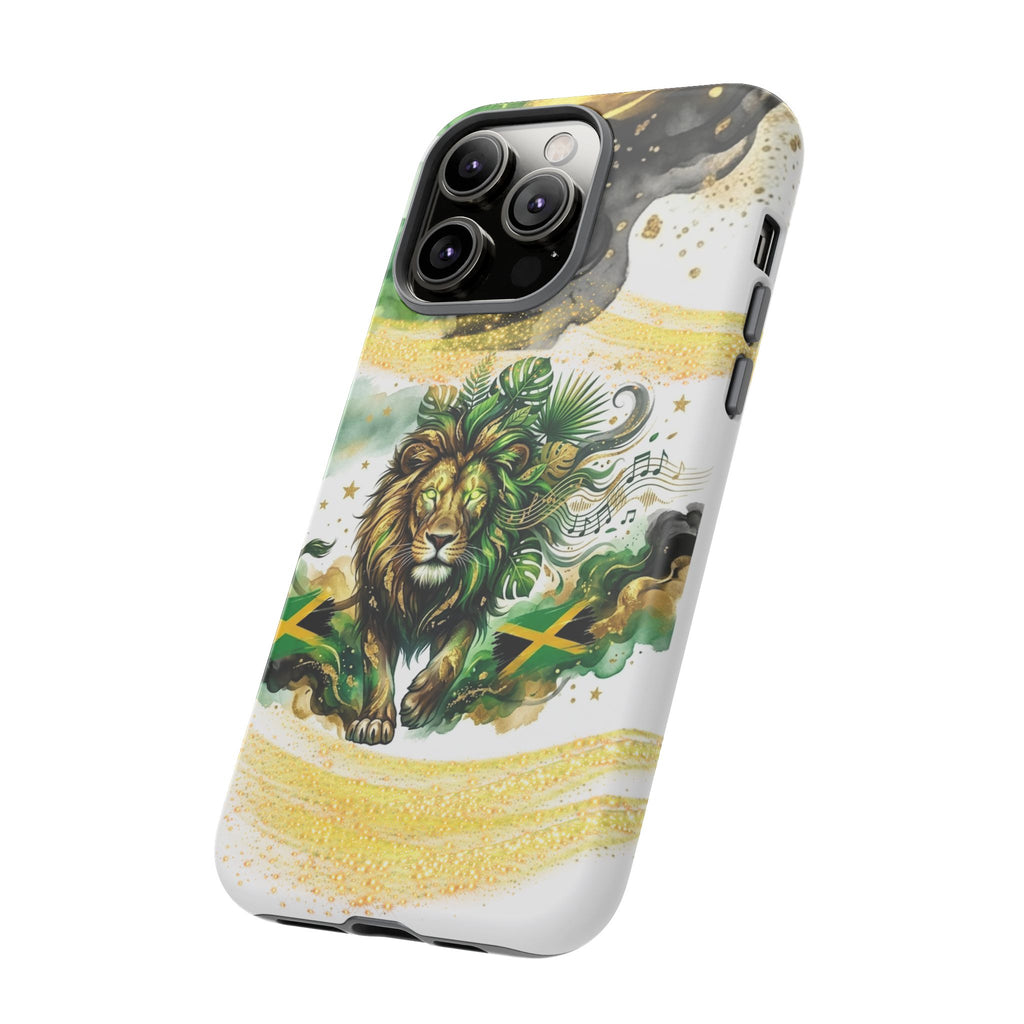 Reggae Lion Phone Case — Jamaican Flag Rasta Art Tough Phone Cover