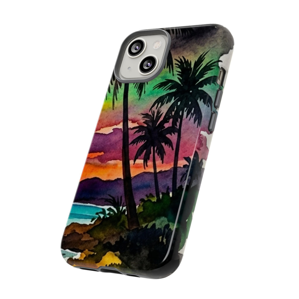 Tropical Sunset Phone Case – Palm Tree Beach Protective Cover